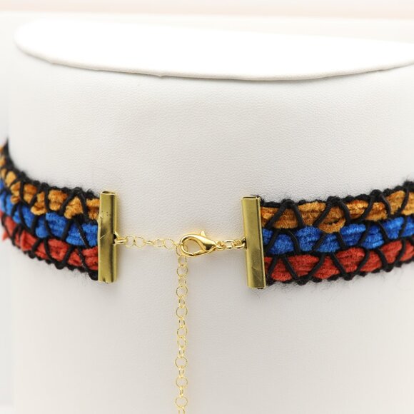 Fancy Choker Multi Color Adjustable Length Multi Colors Wide Trim chokers (#83) - Picture 7 of 11